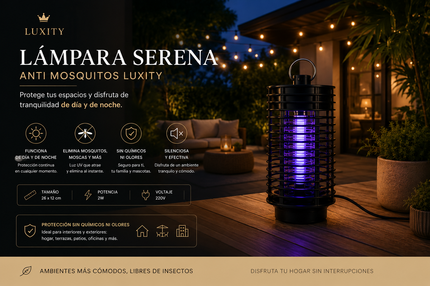 LAMPARA SERENA  Anti Mosquitos Luxity